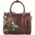 Женская сумка-саквояж коньяк с росписью Alexander TS Баррел «Рябина»