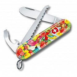 Набор для детей "Попугай": перочинный нож 84 мм, шнурок на шею, книга-раскраска, красный Victorinox 0.2373.E3 GS