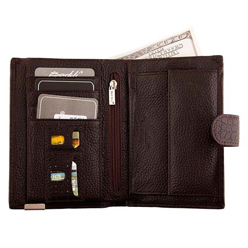 Мужской кошелёк + паспорт коричневый Barkli 00003-9 coffee Br