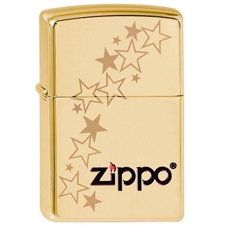 Зажигалка Classic с покр. High Polish Brass золотистая Zippo 254B Zippo stars GS
