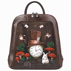 Рюкзак коричневый с росписью Alexander TS Ревиаль «Время страны чудес»
