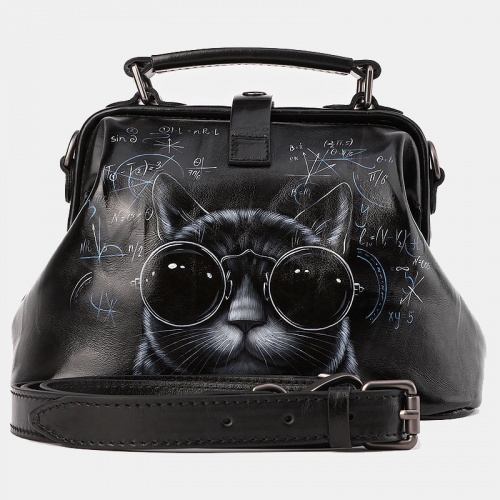 Женская сумка, черная Alexander TS W0013 Black Кот в очках