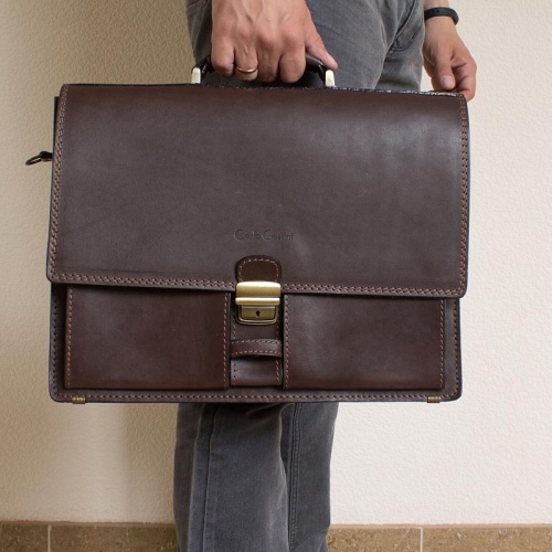 Кожаный портфель, темно-коричневый Carlo Gattini 2009-31