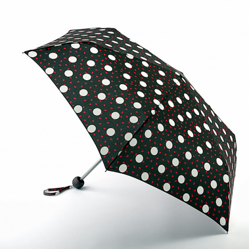 Зонт женский механика Lulu Guinness черный Fulton L869-3915 PolkaLips