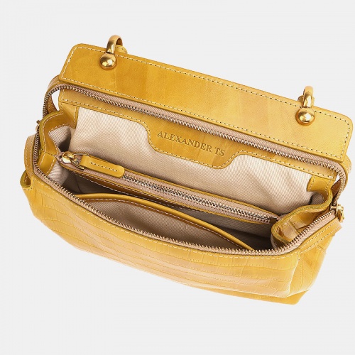 Женская сумка, желтая Alexander TS W0042 Yellow Croco