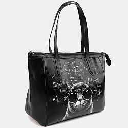 Женская сумка, черная Alexander TS W0043 Black Кот в очках