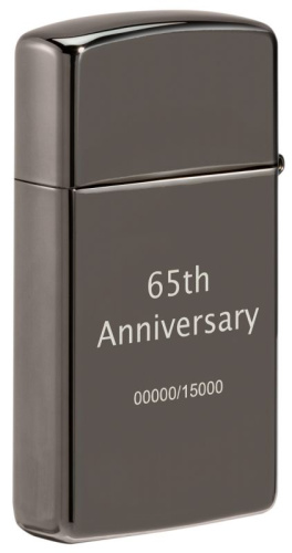 Зажигалка 65th Anniversary Zippo Slim с покрытием Black Ice 49709