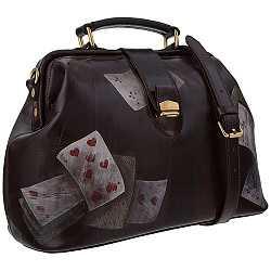 Женская сумка оливковая с росписью Alexander TS Фрейм Медиум «Азарт»
