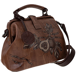 Женская сумка бежевая с росписью Alexander TS Фрейм «Инжир»
