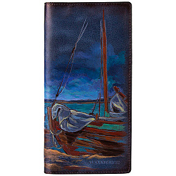 Портмоне № 1 «Лодки на берегу» синее с росписью Alexander TS