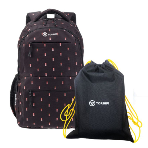 Рюкзак TORBER CLASS X, черный с орнаментом T2602-22-BLK-M