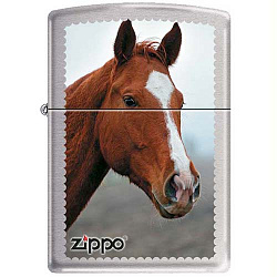 Зажигалка Рыжая лошадь с покр. Brushed Chrome серебристая Zippo 200 HORSE HEAD GS