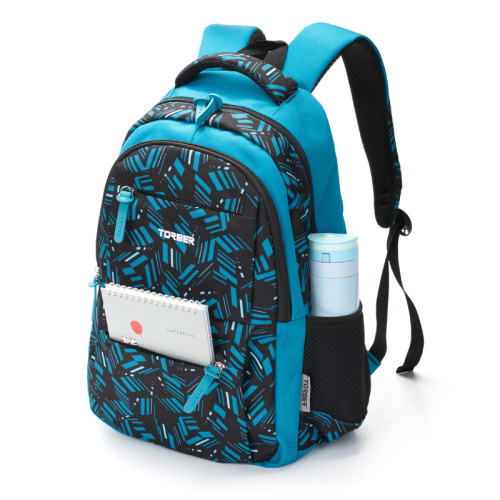 Рюкзак TORBER CLASS X, голубой с орнаментом T2602-BLU