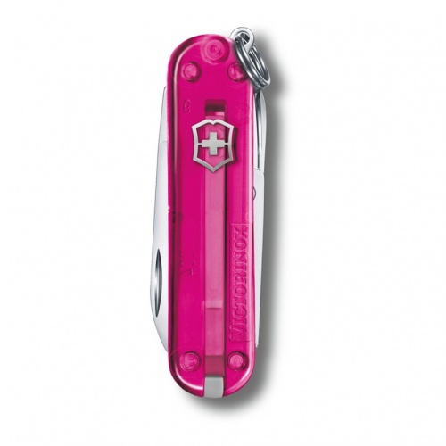 Нож-брелок, 58 мм, 7 функций, полупрозрачный розовый Victorinox 0.6223.T5G GS
