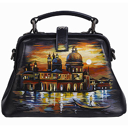 Сумка чёрная с росписью Alexander TS Фрейм «Венецианский закат»