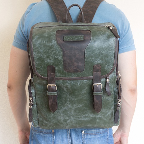 Кожаный рюкзак, зеленый/коричневый Carlo Gattini 3007-11