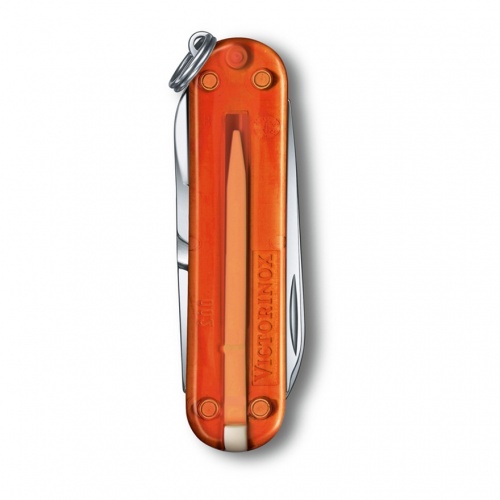 Нож-брелок, 58 мм, 7 функций, полупрозрачный оранжевый Victorinox 0.6223.T82G GS