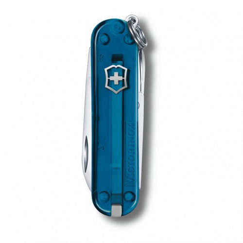 Нож-брелок, 58 мм, 7 функций, полупрозрачный синий Victorinox 0.6223.T61G GS