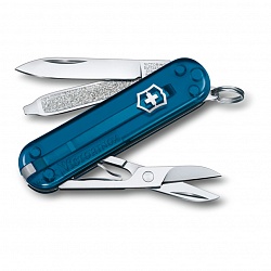 Нож-брелок, 58 мм, 7 функций, полупрозрачный синий Victorinox 0.6223.T61G GS