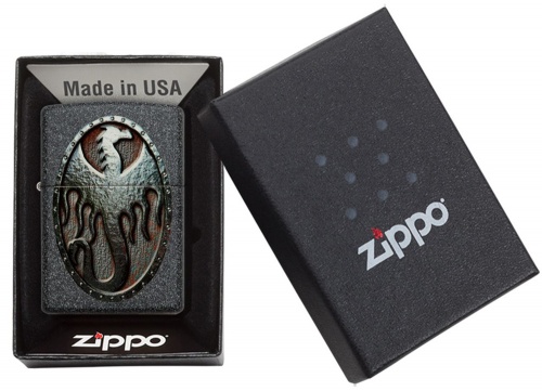 Зажигалка Metal Dragon Shield Design с покр. Iron Stone, серая Zippo 49072 GS