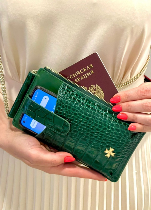 Сумочка для телефона Narvin (Vasheron)  9244-N.Croco Green