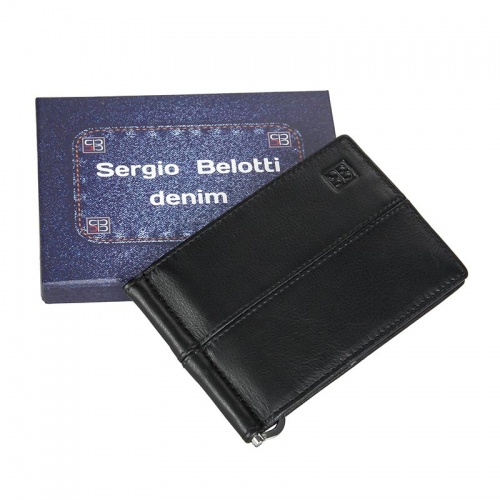 Портмоне с зажимом черное Sergio Belotti 2312-01 denim black