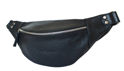 Кожаная поясная сумка Belfiore black Carlo Gattini 7003-01