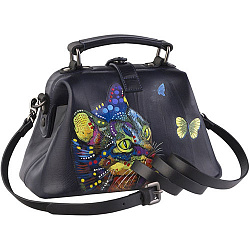 Женская сумка-саквояж синяя с росписью Alexander TS Фрейм «Прайд3»