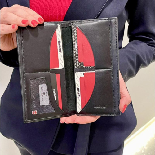 Бумажник Narvin by Vasheron 9655-N.Palermo Black/Red