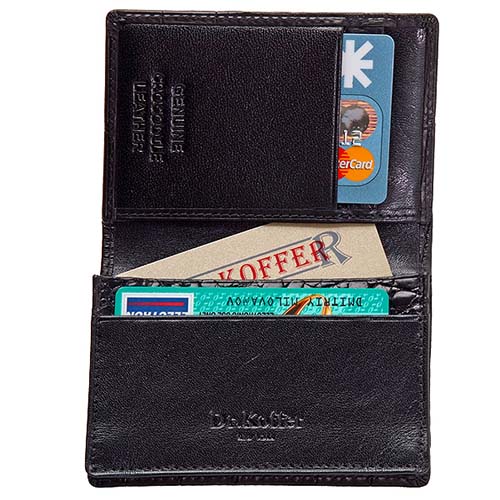 Визитница чёрная. Кожа КРОКОДИЛА Др.Коффер S14024