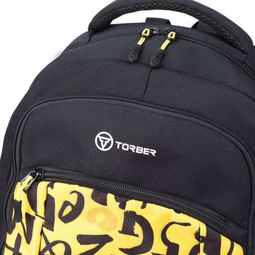Рюкзак TORBER CLASS X, черно-желтый с принтом T9355-22-BLK-YEL-M