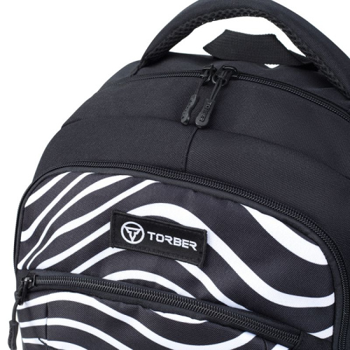 Рюкзак TORBER CLASS X, черно-серый с принтом "Зебра" T9355-22-ZEB