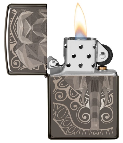 Зажигалка Elephant Fancy Fill Design с покр. Black Ice, черная Zippo 49074 GS