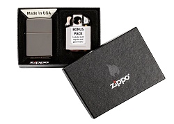 Подарочный набор зажигалка Black Ice и вставной блок для зажигалок для трубок, серебристый Zippo 29789 GS