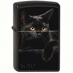Зажигалка Чёрная кошка с покр. Black Matte чёрная Zippo 218 CAT GS