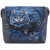 Женская сумка-клатч синяя с росписью Alexander TS Кубби «Чешир на ветке»