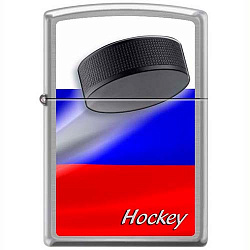 Зажигалка Российский хоккей серебристая Zippo 200 RUSSIAN HOCKEY PUCK GS