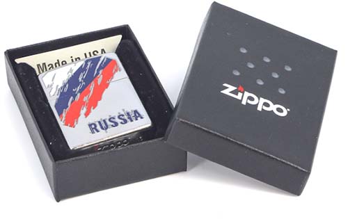 Зажигалка Russia Flag с покр. Street Chrome серебристая Zippo 207 Russia Flag GS