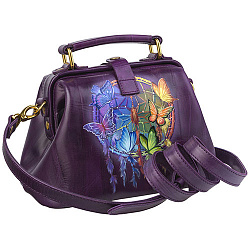 Женская сумка фиолетовая с росписью Alexander TS Фрейм «Ловец снов»