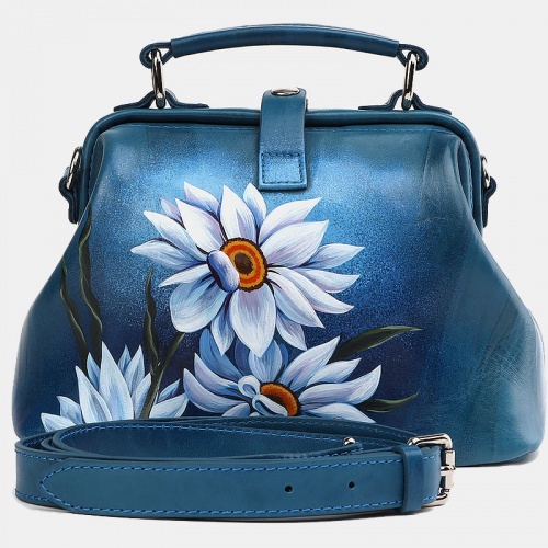 Женская сумка, синяя Alexander TS W0013 Aqua Ромашки