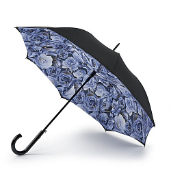 Зонт женский трость автомат Fulton L754-4138 LiquidRose (Синие розы)