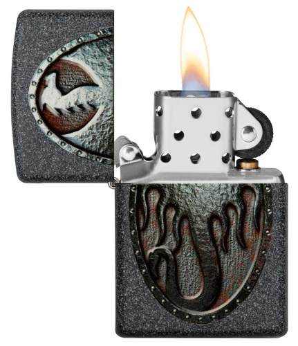 Зажигалка Metal Dragon Shield Design с покр. Iron Stone, серая Zippo 49072 GS