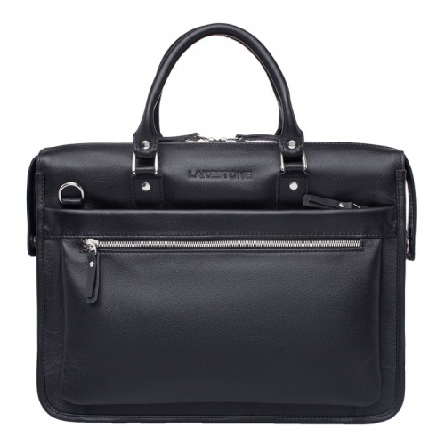 Кожаная деловая сумка для ноутбука Halston Black Lakestone 923124/BL