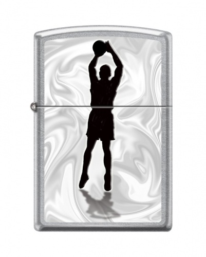 Зажигалка Баскетболист с покр. Street Chrome, серебристая Zippo 207_BASKETBALL