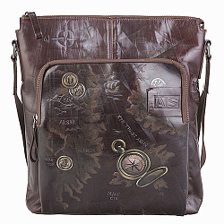 Мужская сумка коричневая с росписью Alexander TS Гримм «Карта сокровищ»