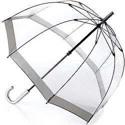 Женский зонт трость Birdcage комбинированный Fulton L041-03 Silver