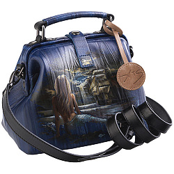 Женская сумка синяя с росписью Alexander TS Фрейм «Русалка»