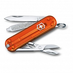 Нож-брелок, 58 мм, 7 функций, полупрозрачный оранжевый Victorinox 0.6223.T82G GS