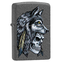 Зажигалка Wolf Skull Feather Design с покрытием Iron Stone Zippo 29863 GS