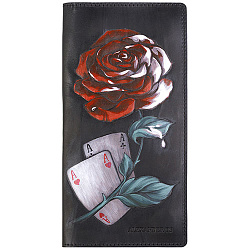 Портмоне № 1 «Роза в Зазеркалье» чёрное с росписью Alexander TS
